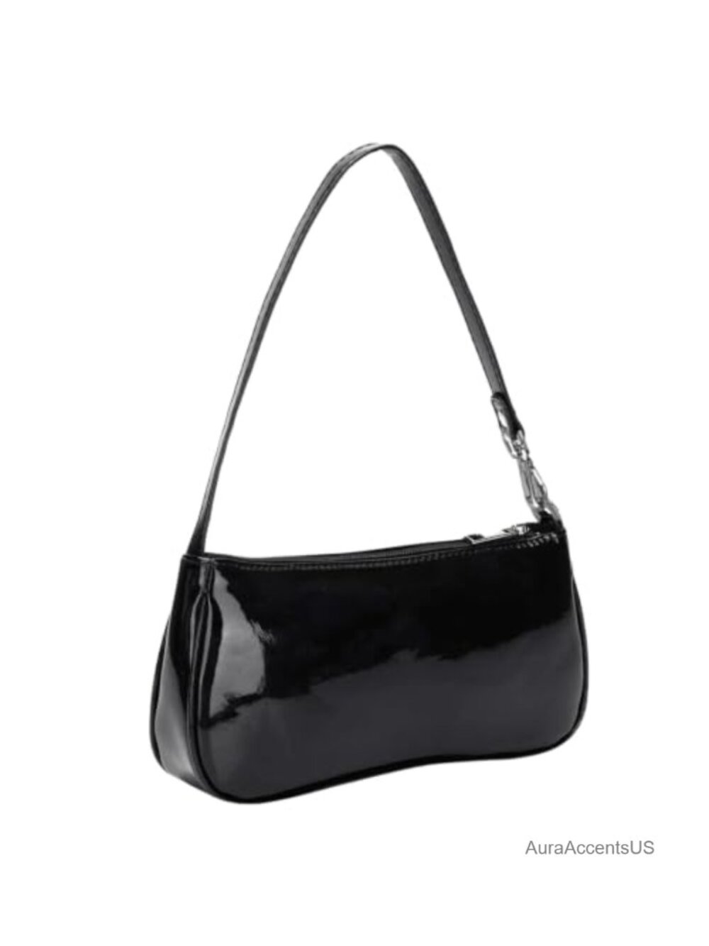 Y2K Baguette Shoulder Bag, Faux Leather Zipper Purse, Underarm Retro Handbag
